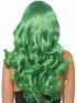 A2766, Green Long Wavy Wig with Bangs Back View