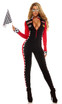 Top Speed Racer costume includes zipped front catsuit with checker print contrast, glasses and gloves.(Flag not included)