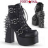 Demonia Charade-100, 4.5 Inch Chunky Heel Ankle Boots with O-ring Detail