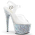 Glitter POLE Dancing Heels | Pleaser USA
Adore-708LG, 7 Inch Heel Ankle Strap with Silver Multi Glitter