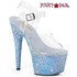 Adore-708LG, 7 Inch Lite Blue Glitter Heels by Pleaser