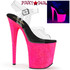 Flamingo-808UVG, 8 Inch Hot Pink UV Reactive Glitters Platform Sandal