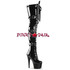 Adore-3028, 7 Inch Heel Thigh High Boots with Buckles color Black Patent