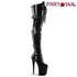Flamingo-3028, 8" Black Stretch Thigh High with Buckles Straps