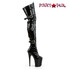 8" Fetish Stretch Thigh High with Buckles Straps | Pleaser Flamingo-3028 Side View