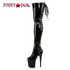 Flamingo-3063, Side View Exotic Dancer 8" Red Back Lace Thigh High Boots | Pleaser