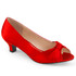 Fab-422, 2" Heel Peep Toe Pump Red satin