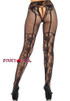 Women Black Lace Crotchless Tights | Leg Avenue LA1936 back view