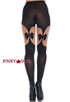 Black Opaque Garterbelts Tights | Leg Avenue LA7732  back view