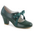 Wiggle-32, Dark Green Mary Jane Pump with Ribbon By Pin Up Couture