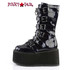 Damned-225 Women's Goth Buckle Straps Studded Boots by Demonia Side View