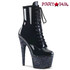 Adore-1020LG, 7" Black Glitter Platform Ankle Boots | Pleaser