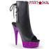 Pleaser | Delight-1018LG, Peep Toe and Purple Glitter Platform Ankle Boots