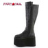 Demonia | ROT-13, Platform Knee High Boots with Pyramid Stud, Zipper Side View
