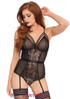 LA-89212, Sheer and Lace Garter Teddy