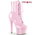 Sky-1020, 7 Inch Baby Pink Heel Lace up Ankle Boots by Pleaser