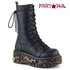 Demonia Women's Mid-Calf Boots Emily-350 color black Leopard Print Vegan Leather