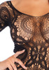 LA-89161, Crochet Lace Teddy by Leg Avenue color black front close up view