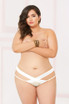 STM-10901X, Open Crotch White Panty with Criss Cross Detail