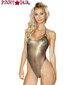 Roma | R- 3572, Rave Metallic Sheer Bodysuit Color black front view