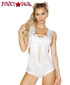 Roma | R- 3557, Rave Lace- Raveup Overall Romper Color White