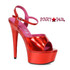 609-Lola, 6 Inch High Heel Sandal with Red Metallic Platform