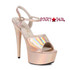 609-Lola, 6 Inch High Heel Sandal with Gold Metallic Platform