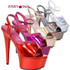 609-Lola, 6 Inch High Heel Sandal with Metallic Platform