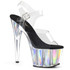 Adore-708HGI, Ankle Strap Platform with Holographic Insert Color Clr/Slv Hologram Inserts