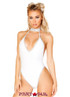 J Valentine | Metallic Trim Choker Bodysuit Rave Wear JV-FF110 Color White