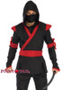Ninja Men Costume Black/Red Leg Avenue