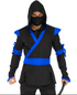 Ninja Men Costume Black/Blue  LA-85653