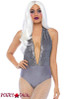 Rave Sequin Halter Bodysuit | Leg Avenue LA-86740 grey front view