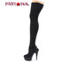 Pleaser Delight-3003, Lycra 6 Inch Back Lace-up Thigh High Boots Zipper Side View