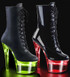 Pleaser | Flashdance-1020-7, Lite-Up Platform Lace-up Ankle Boots black faux leather
