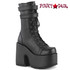 CAMEL-250, Black Vegan Leather Chunky Heel Mid-Calf Boots by Demonia