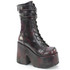 Camel-250 Black/Burgundy Women's Chunky Heel Mid-Calf Boots