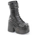 Camel-250 Black/Silver Women's Chunky Heel Mid-Calf Boots
