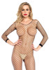 LA-8380, Black Long Sleeve FishNet BodyStocking by Leg Avenue