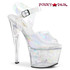 Pleaser Shoes SKY-308N, Jelly-Like Platform Ankle Strap Sandal  color silver hologram