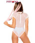 Rave Lace-up Shoulder Bodysuit by J Valentine JV-FF278 color white mesh/silver back view