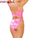 Metallic High Waist Bottom by J Valentine JV-FF264 color pink spectrum back view
