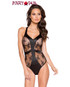 Roma Lingerie | LI259, Satin and Lace Contrast Bodysuit front view