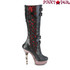 MUERTO-2030, Corset Style Knee High Boots | Inner Two Tone Lace View