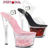 Pleaser | SKY-308WHG, 7 Inch Ankle Strap with Flowing Glitters