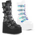 SWING-230, Mid-Calf Boots with Heart Buckles Straps By Demonia