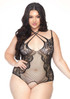 Plus Size Net and Lace Crotchless Teddy Leg Avenue LA81551X