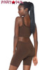 Leg Avenue | NK004, Seamless Crop Tank and Bike Shorts color  dark brown back view