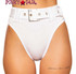 White BELTED HIGH-WAISTED RAVE SHORTS Roma | R-3749