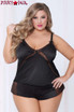 Plus Size Satin Cami Set STM-11003X color black